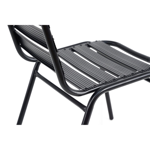 Bistro Dining Chair Aluminium Frame Ribbed Plastic Slats Indoors & Outdoors Black |  SC015C Makfry