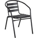Bistro Dining Chair with Armrests Aluminium Frame Ribbed Plastic Slats Indoors & Outdoors Black |  SC017C Makfry
