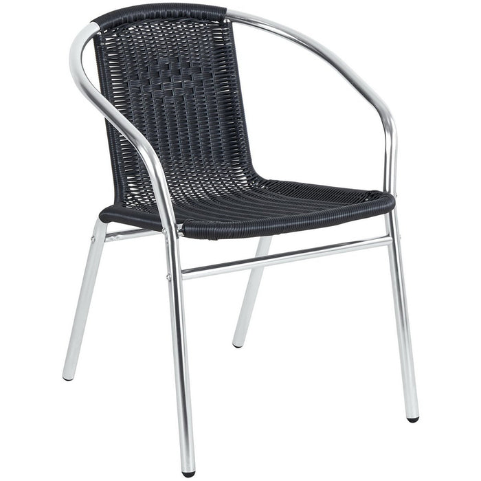 Bistro Arm Chair Aluminium & Black Wicker Indoors & Outdoors |  SC020 Makfry