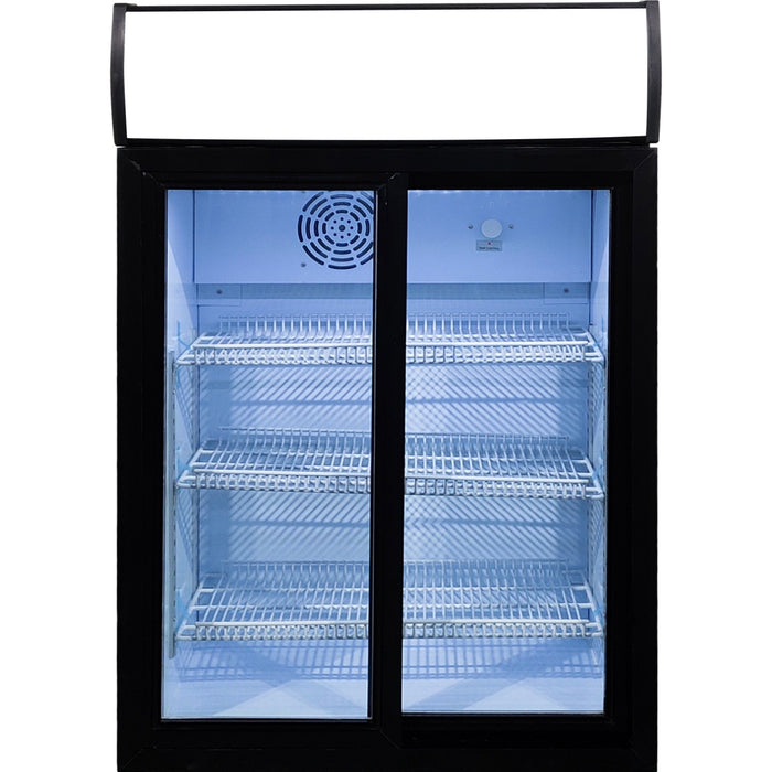 B GRADE Back bar cooler 105 litres Double Sliding door LED canopy Black |  SC105L B GRADE