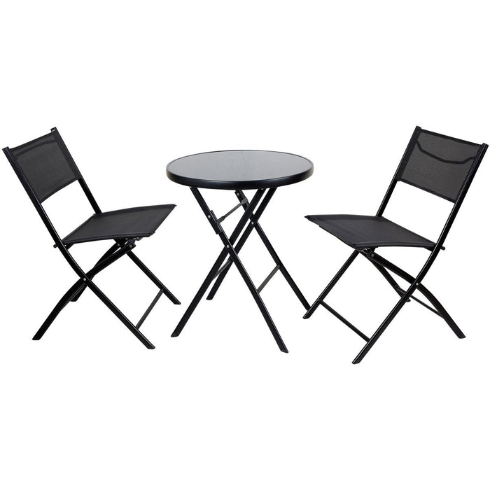 Folding Bistro Set Table & 2 Chairs Black |  SC120 Makfry