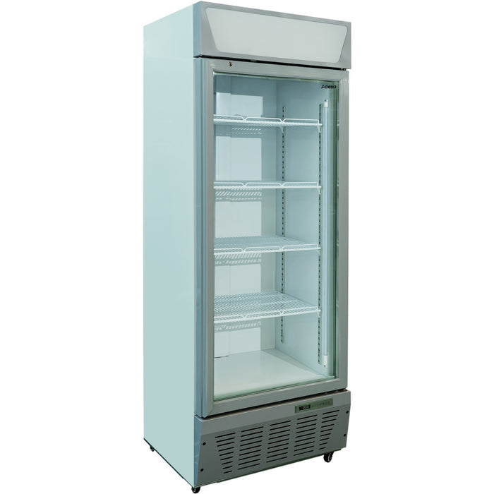 Commercial Display Refrigerator Upright 390 litres Hinged glass door LED canopy Grey |  SCC387