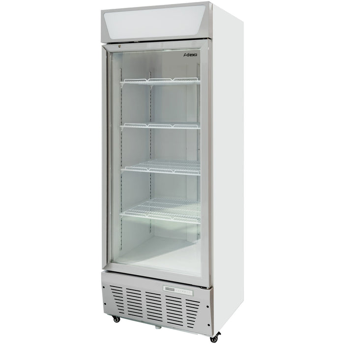 Commercial Display Refrigerator Upright 500 litres Hinged glass door LED canopy Grey |  SCC517