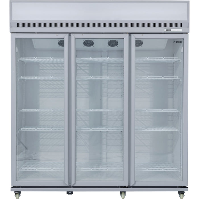 Commercial Display Refrigerator Upright 1580 litres Triple Hinged glass door LED canopy Grey |  SCM1727