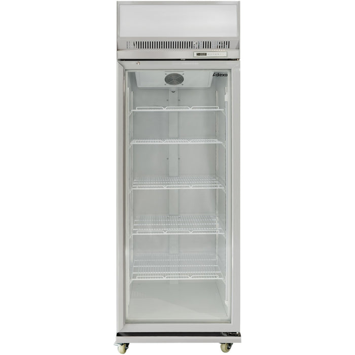 Commercial Display Refrigerator Upright 480 litres Hinged glass door LED canopy Grey |  SCM500