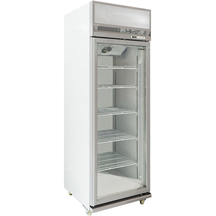 Commercial Display Refrigerator Upright 480 litres Hinged glass door LED canopy Grey |  SCM500