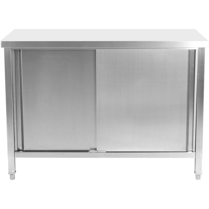 Commercial Worktop Floor Cupboard 2 Sliding Doors Stainless Steel 1400x700x850mm | Scp14070 Makfry