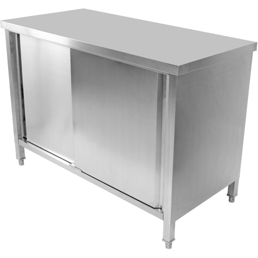 Commercial Worktop Floor Cupboard Sliding Doors Stainless Steel 1200x600x850mm | Vtc126 Sl Makfry