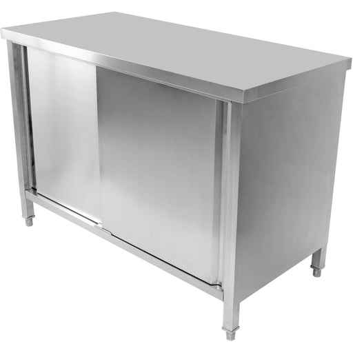 B Grade Commercial Worktop Floor Cupboard Sliding Doors Stainless Steel 1400x600x850mm | Vtc146 Sl B Grade Makfry