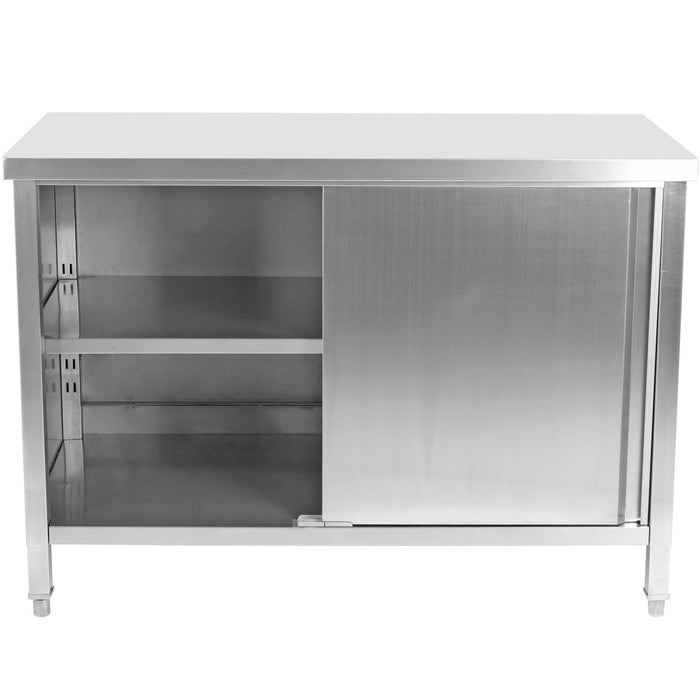B Grade Commercial Worktop Floor Cupboard Sliding Doors Stainless Steel 1600x600x850mm |  Vtc166 Sl B Grade Makfry