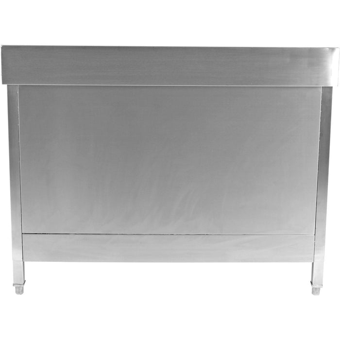 Commercial Worktop Floor Cupboard 2 Sliding Doors Stainless Steel 1800x700x850mm Upstand | Scp18070 B Makfry