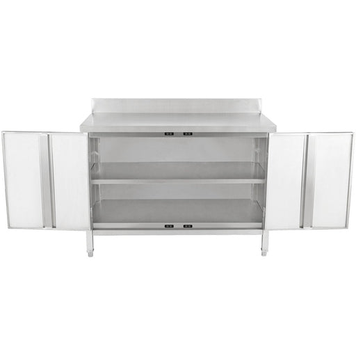 Commercial Worktop Floor Cupboard 2 swing doors Stainless steel 1000x700x850mm Upstand |  SCP10070BT Makfry