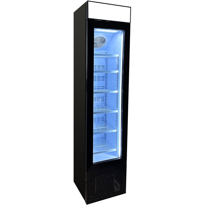 Commercial Bottle cooler Upright 105 litres Hinged glass door LED Canopy Black |  SC105B