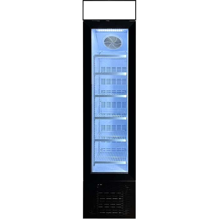 Commercial Bottle cooler Upright 105 litres Hinged glass door LED Canopy Black |  SC105B