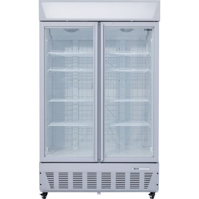 Commercial Display Freezer Upright 950 litres Double Hinged glass door LED canopy Grey |  SDC1000