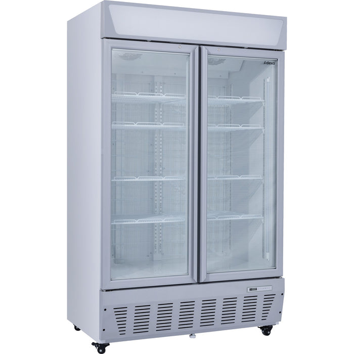 Commercial Display Freezer Upright 950 litres Double Hinged glass door LED canopy Grey |  SDC1000