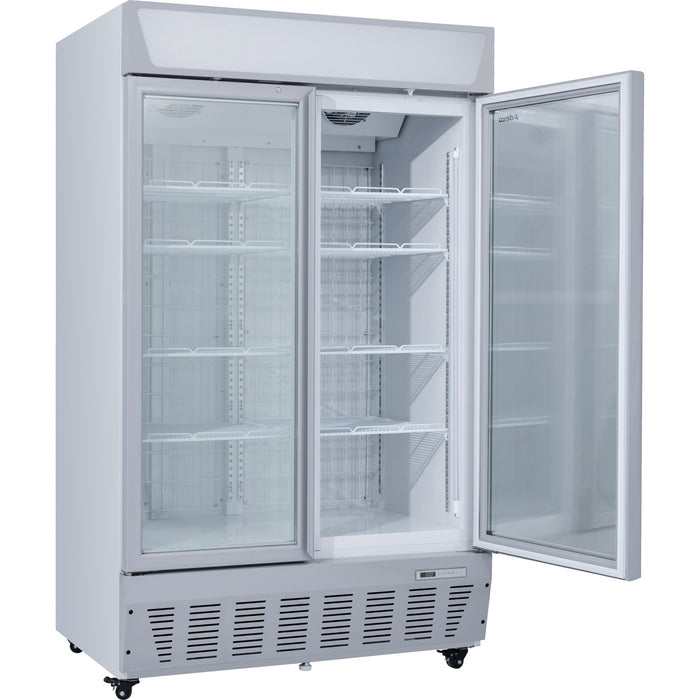 Commercial Display Freezer Upright 950 litres Double Hinged glass door LED canopy Grey |  SDC1000