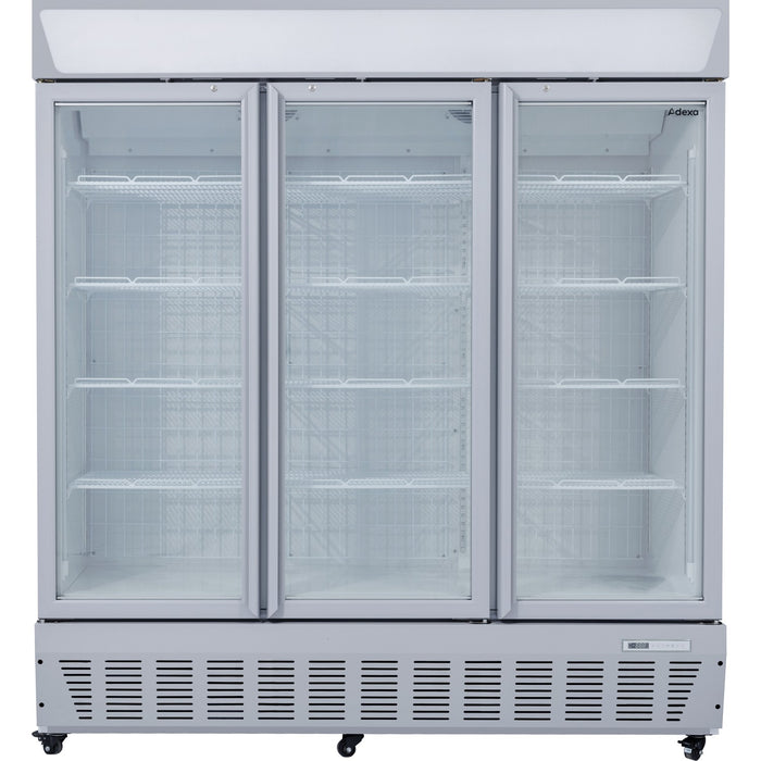 Commercial Display Freezer Upright 1500 litres Triple Hinged glass door LED canopy Grey |  SDC1500