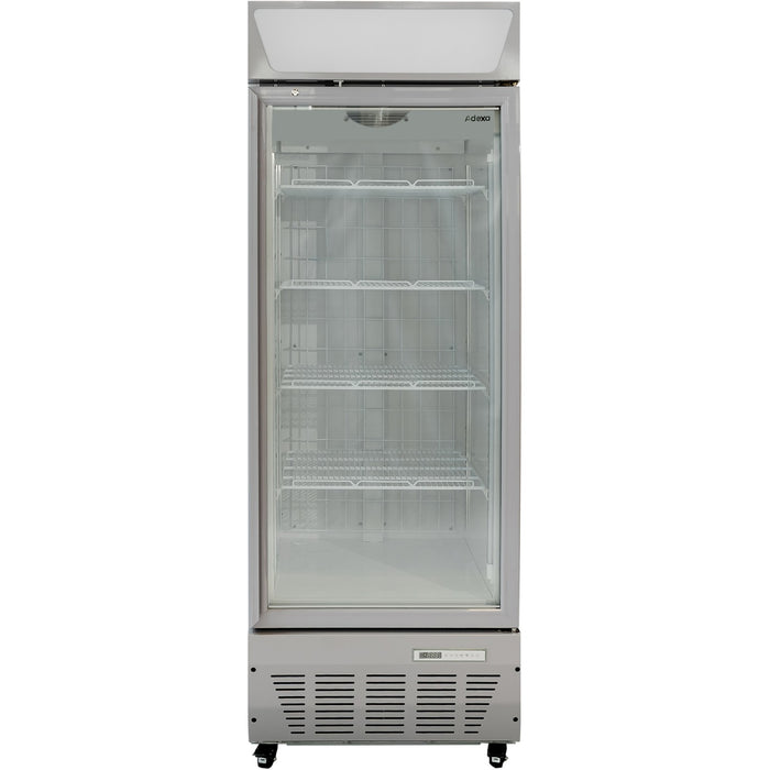 Commercial Display Freezer Upright 500 litres Hinged glass door LED canopy Grey |  SDC500