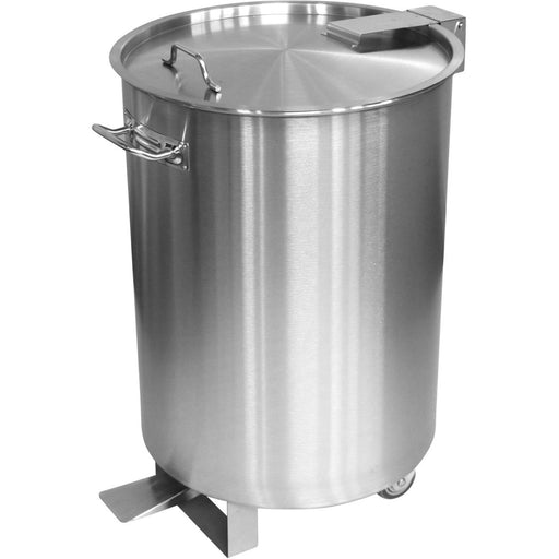 Professional Stainless Steel Pedal Waste Bin With Lid & Wheels 100 Litres |  SDCP95 Makfry