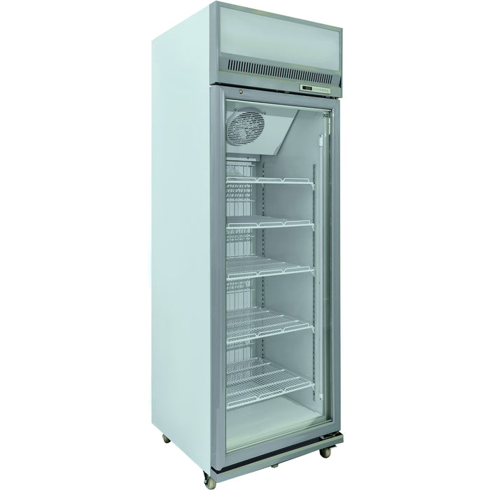 Commercial Display Freezer Upright 500 litres Hinged glass door LED canopy Grey |  SDM500