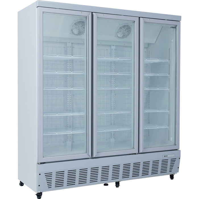 Commercial Display Freezer 1496 Litres Upright 3 Glass Doors Ventilated Cooling 1830x730x2020mm | Sdt1500 Makfry