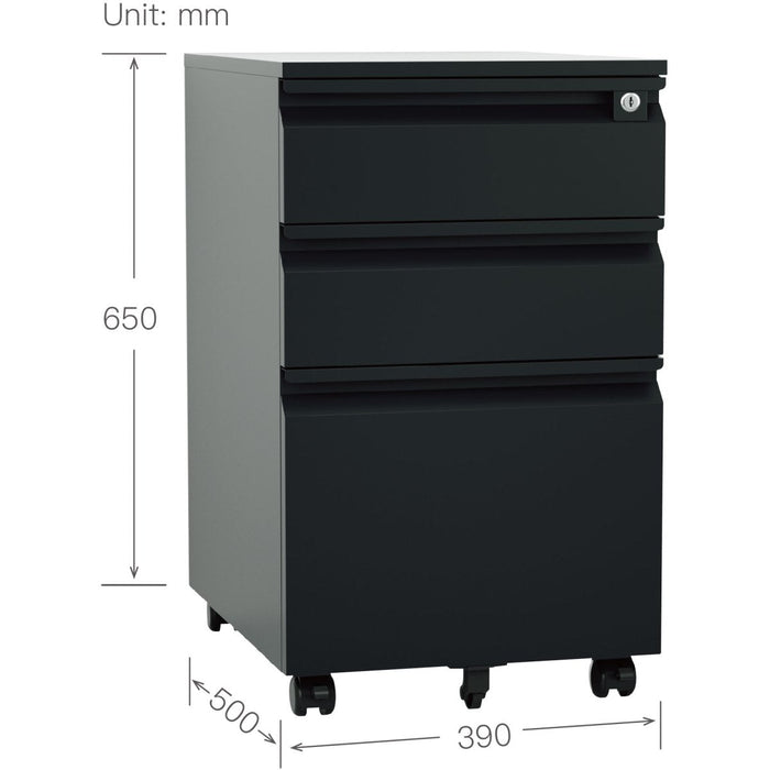 Professional Mobile Filing & Storage Cabinet 3 drawer 390x500x650mm Black |  SEMC1BLACK Makfry