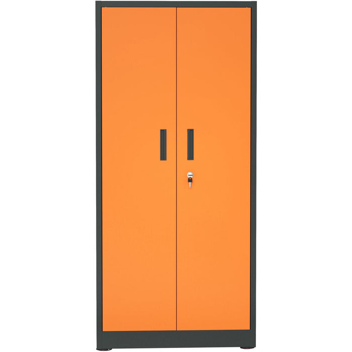 Heavy Duty Grey And Orange 2 Door Lockable Steel Tool Cabinet With 4 Shelves &Amp; Pegboard 800x400x1800mm |  Setc1 Greyorange Makfry
