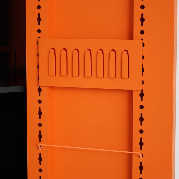 Heavy Duty Grey And Orange 2 Door Lockable Steel Tool Cabinet With 4 Shelves &Amp; Pegboard 800x400x1800mm |  Setc1 Greyorange Makfry