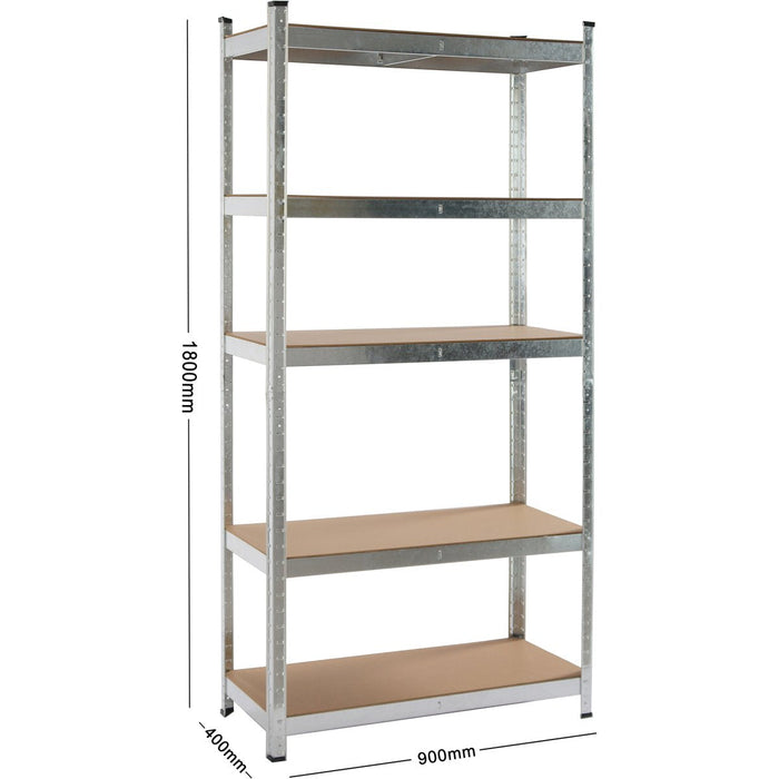 Commercial Galvanized Heavy Duty Shelving Unit 5 Shelves 875kg Loading Capacity 900x400x1800mm |  SG175C Makfry