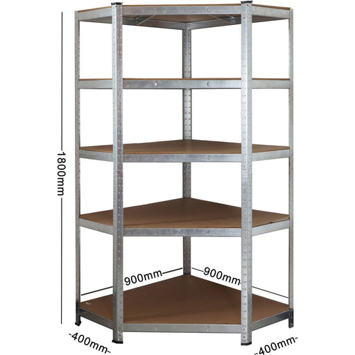 Commercial Galvanised Pentagonal Heavy Duty Shelving Unit 5 Shelves 875kg Loading Capacity 900x900x400x400x1800mm |  SG9040C Makfry