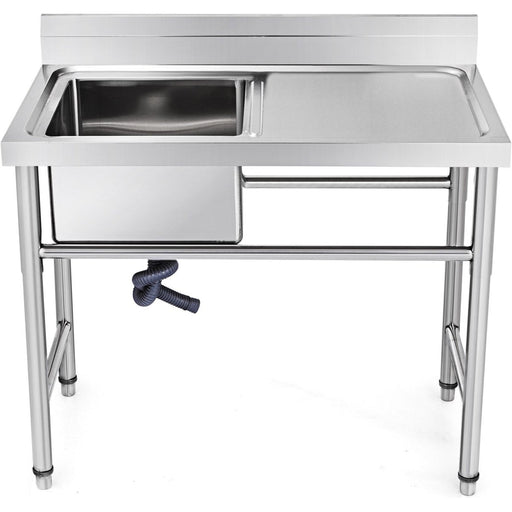 Commercial Sink Stainless steel 1000x600x900mm 1 bowl left Splashback |  SINK8060LEFT Makfry