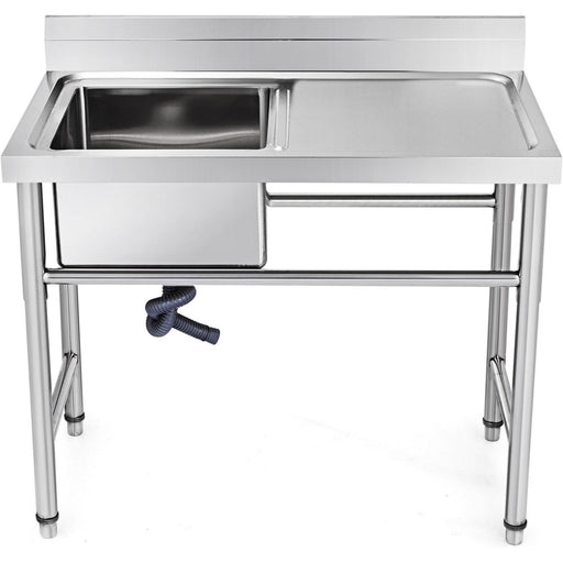Commercial Sink Stainless Steel 1200x600x900mm 1 Bowl Left Splashback |  Sink12060 Left Makfry