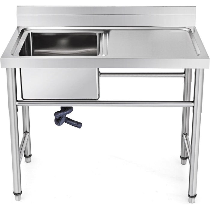 Commercial Sink Stainless Steel 1200x600x900mm 1 Bowl Left Splashback |  Sink12060 Left Makfry
