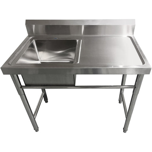 Commercial Sink Stainless Steel 1200x600x900mm 1 Bowl Left Splashback |  Sink12060 Left Makfry