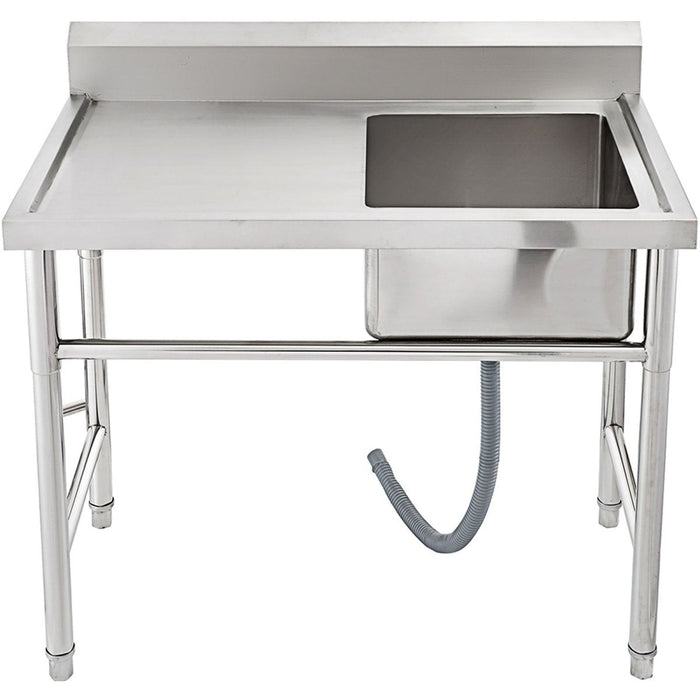 Commercial Sink Stainless steel 1000x600x900mm 1 bowl right Splashback |  SINK8060RIGHT Makfry