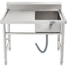 Commercial Sink Stainless steel 1000x600x900mm 1 bowl right Splashback |  SINK8060RIGHT Makfry