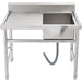 Commercial Sink Stainless Steel 1200x600x900mm 1 Bowl Right Splashback |  Sink12060 Right Makfry