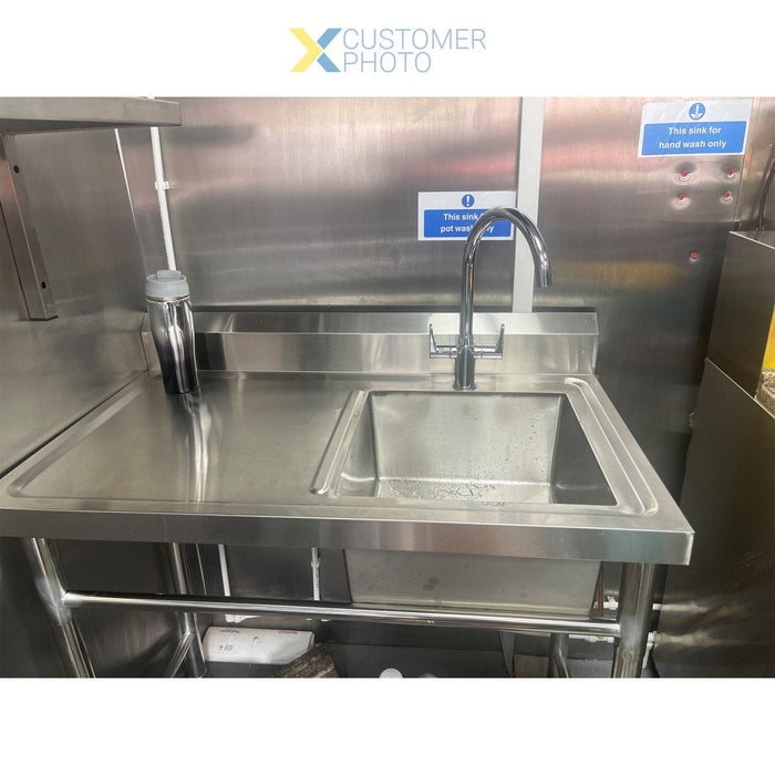 Commercial Sink Stainless steel 1000x600x900mm 1 bowl right Splashback |  SINK8060RIGHT Makfry