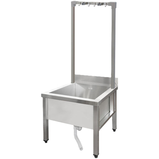 Commercial Stainless Steel Mop Sink With High Rack &Amp; 2 In 1 Mop Holder 600x600x550mm | Smsjyhr6060 Makfry