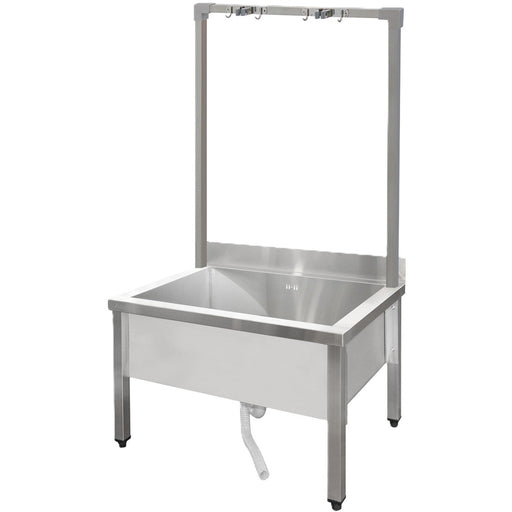 Commercial Stainless Steel Mop Sink With High Rack &Amp; 2 In 1 Mop Holder 800x600x550mm | Smsjyhr8060 Makfry