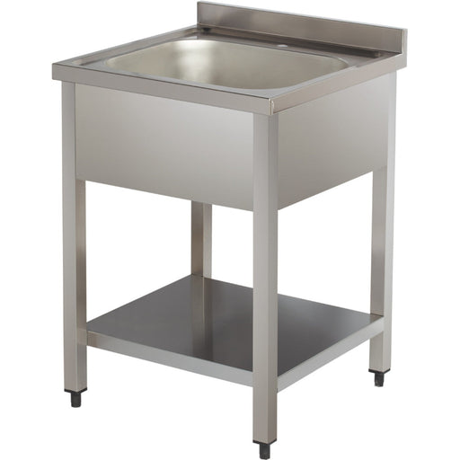 Commercial Sink Stainless Steel 1 Bowl Bottom Shelf Splashback 800x600x950mm | Yls86 Bm1 Makfry