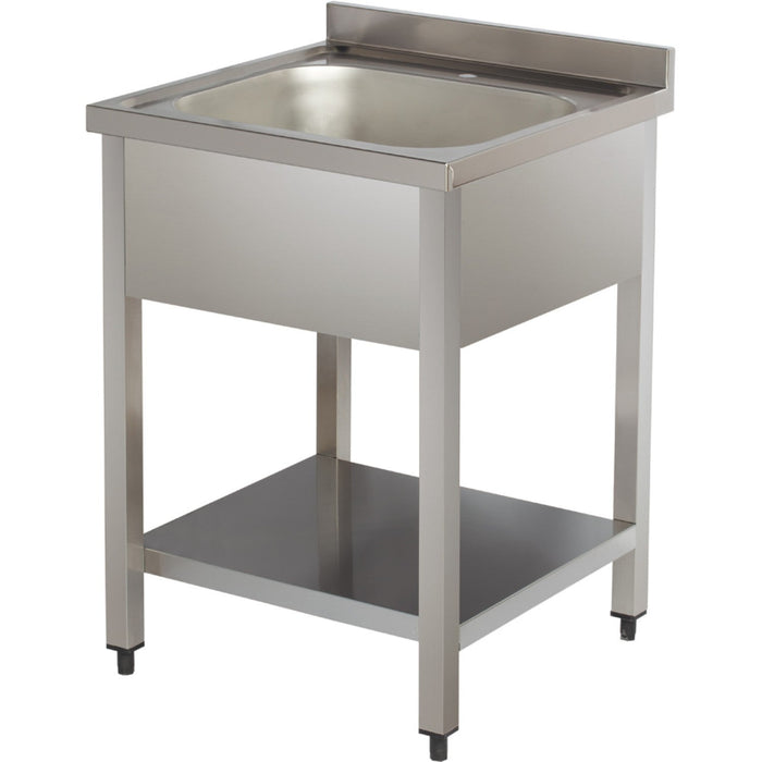 Commercial Sink Stainless Steel 1 Bowl Bottom Shelf Splashback 800x600x950mm | Yls86 Bm1 Makfry