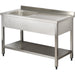 Commercial Sink Stainless Steel 1 Bowl Left Bottom Shelf Splashback 1000mm Depth 700mm | Vs107 Lbs Makfry