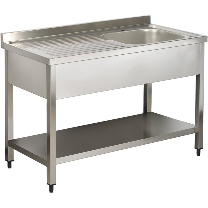 B GRADE Commercial Sink Stainless steel 1 bowl Right Bottom shelf Splashback 1200mm Depth 600mm |  VS126RBS B GRADE