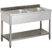 Commercial Sink Stainless Steel 2 Bowls Bottom Shelf Splashback 1000mm Depth 700mm | Vs107 Bt Makfry