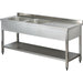B Grade Commercial Sink Stainless Steel 2 Bowls Left Bottom Shelf Splashback 1400mm Depth 600mm | Vs146 Lbt B Grade Makfry