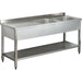 Commercial Sink Stainless Steel 2 Bowls Right Bottom Shelf Splashback 1400mm Depth 700mm | Vs147 Rbt Makfry