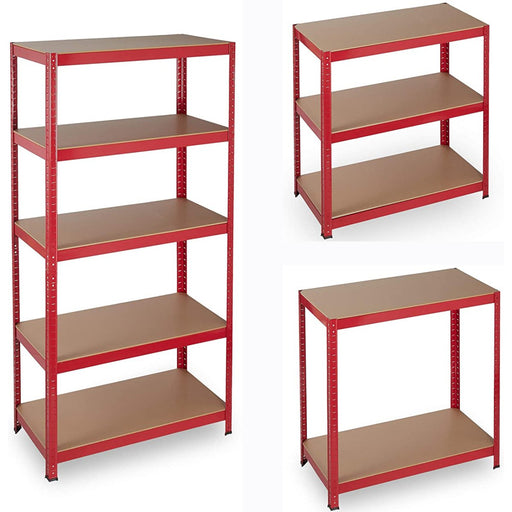 Commercial Heavy Duty Shelving Unit Painted steel Red 5 Shelves 875kg Loading Capacity 700x300x1500mm |  SG17515CR Makfry