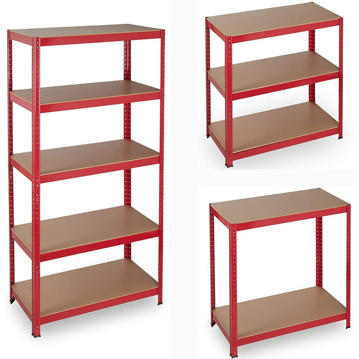 Commercial Heavy Duty Shelving Unit Painted steel Red 5 Shelves 875kg Loading Capacity 700x300x1500mm |  SG17515CR Makfry
